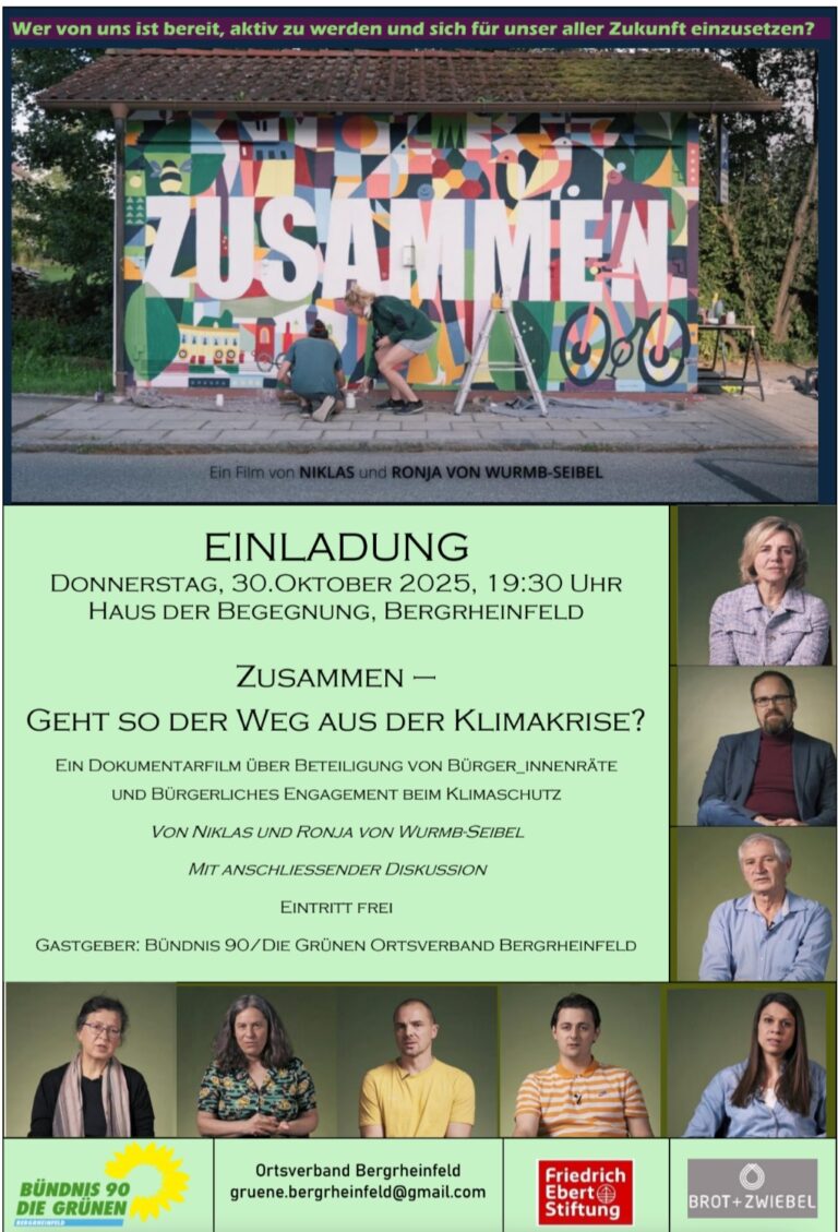 „Zusammen – Wie gelingt ein gerechter Klima-Aufbruch?“  Filmvorführung und Diskussionsabend
